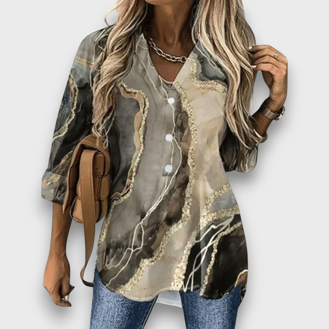 Filienna – Abstract Art Button Blouse