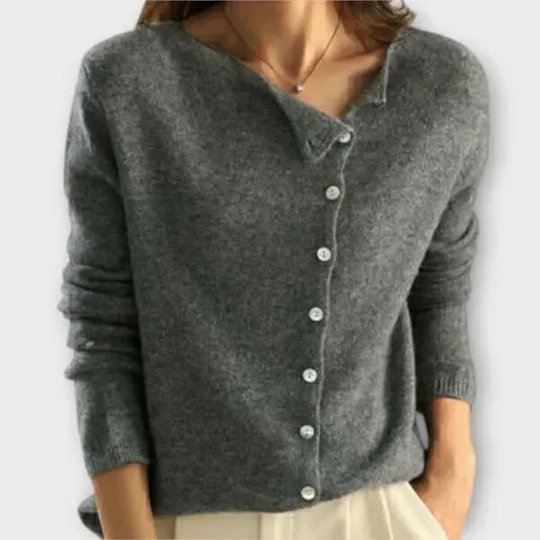Paige – Soft Cardigan with Asymmetrical Button Placket