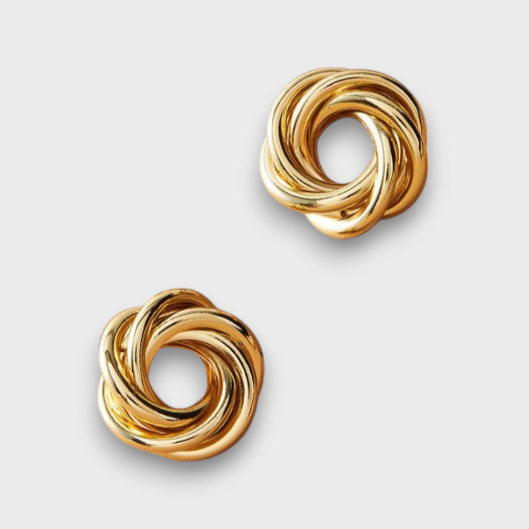 Auriane – Woven Stud Earrings with Golden Knot