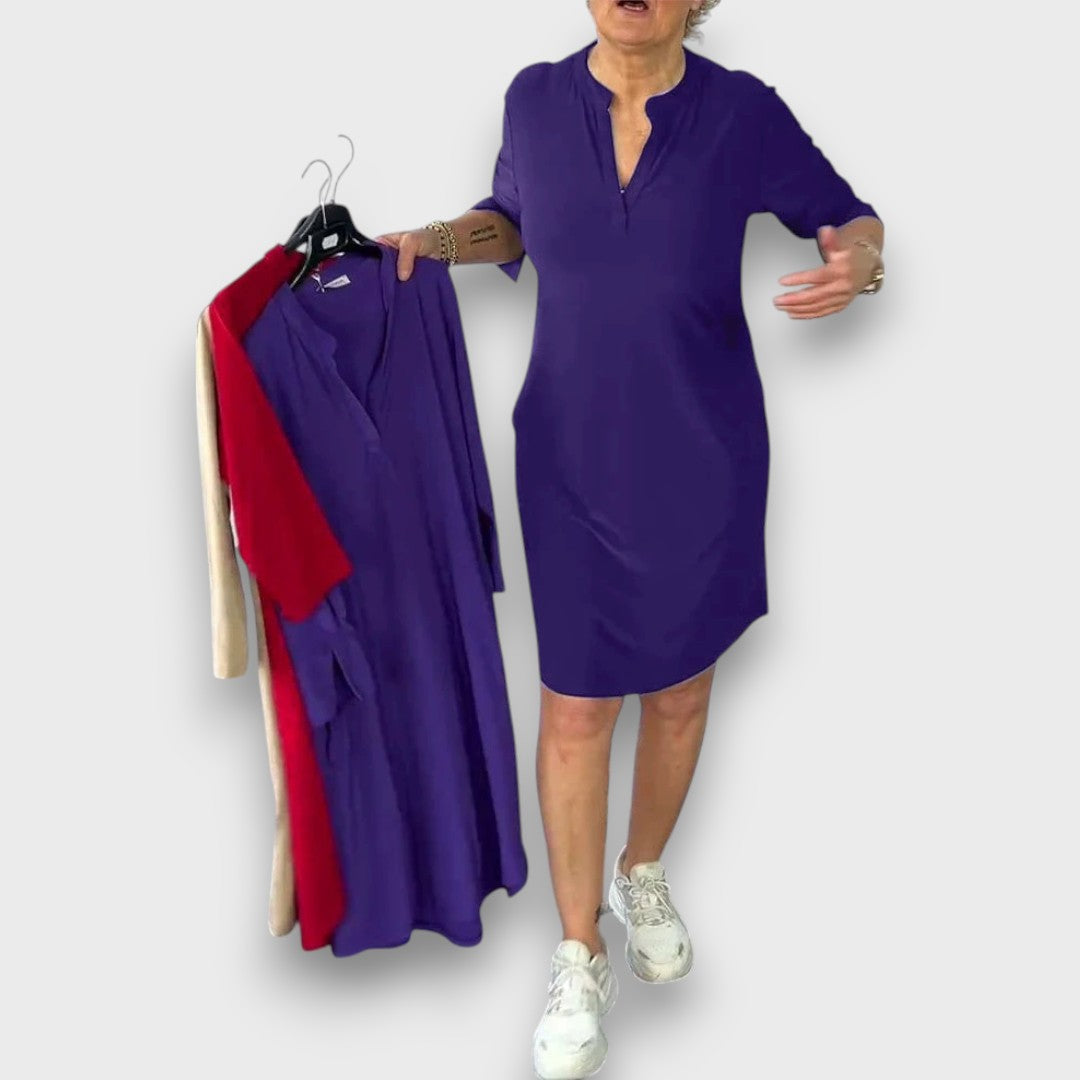 Mireysa – Dress with V-neck and 3/4 sleeves