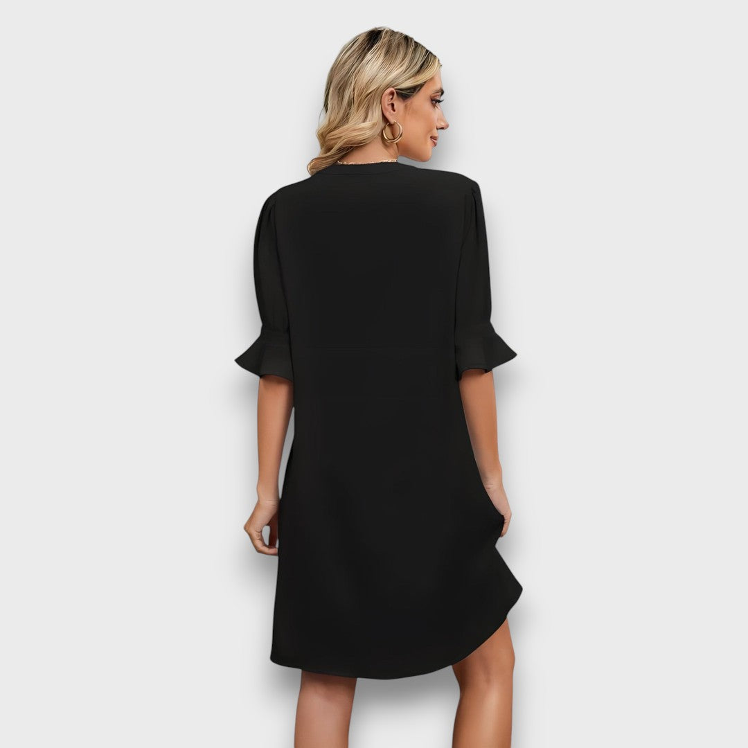 Maivelle – Summer Dress with Pleated Sleeves and V-Neck