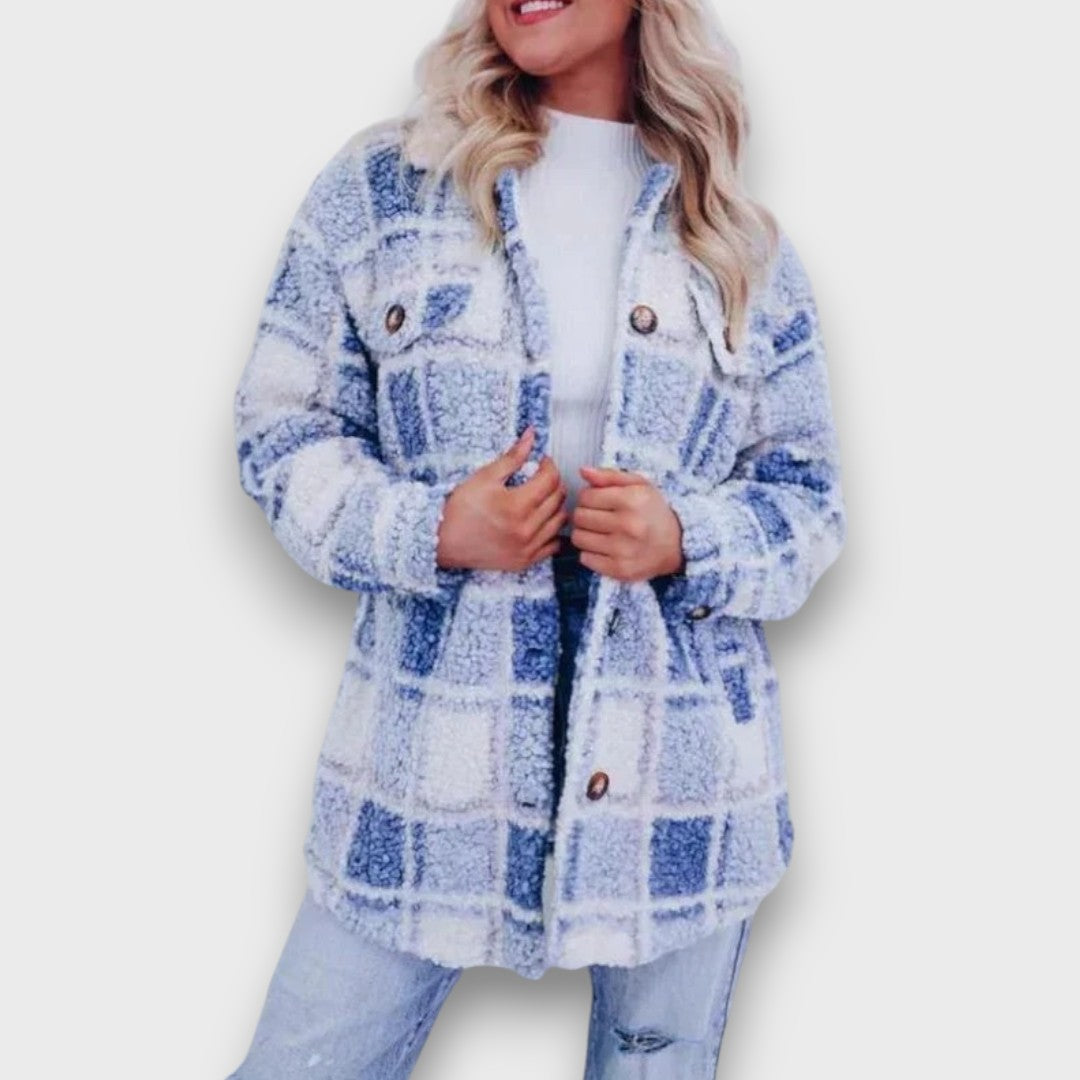 Ara - Polar Fleece Plaid Jacket