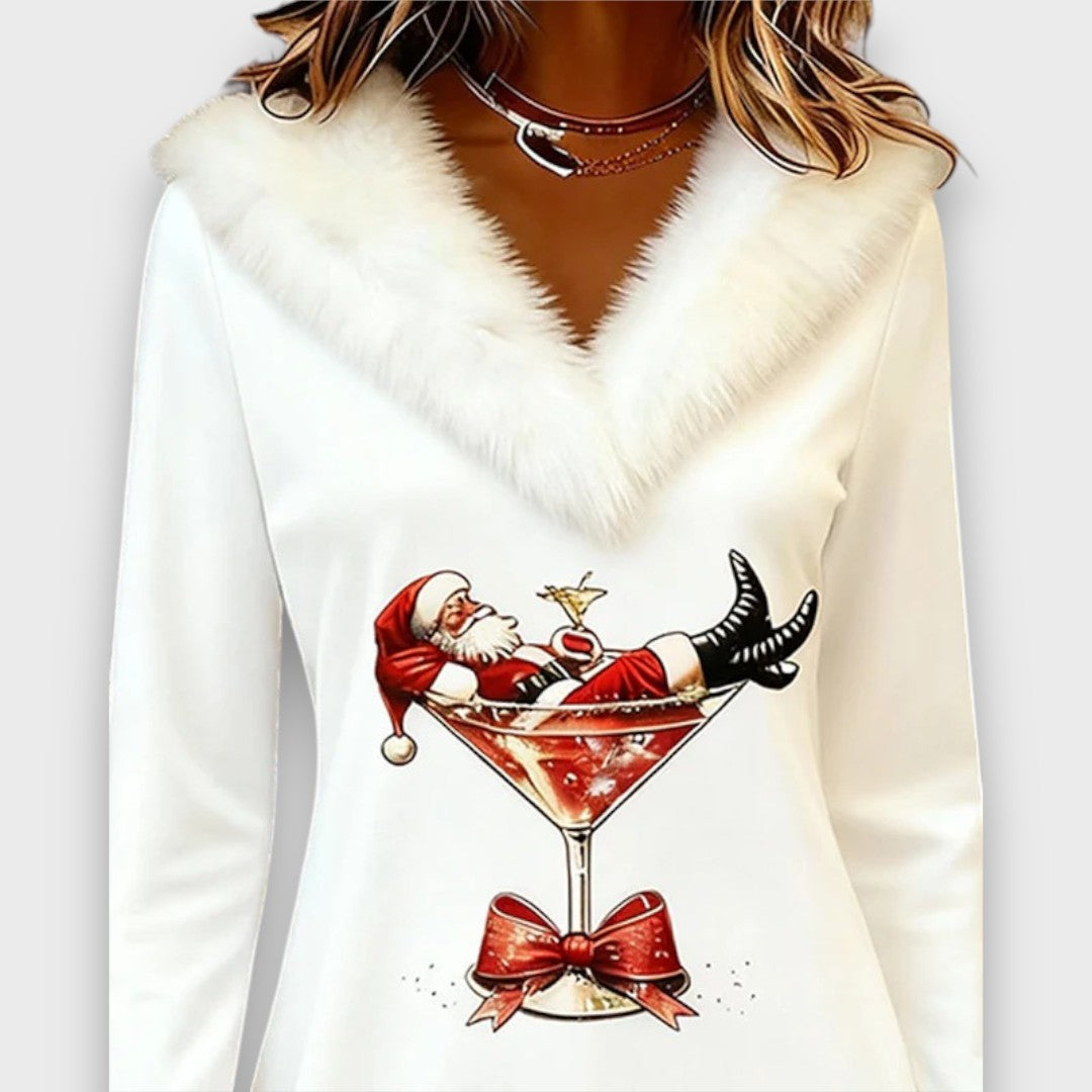 Mirella – Christmas Fur-Collar Holiday Dress