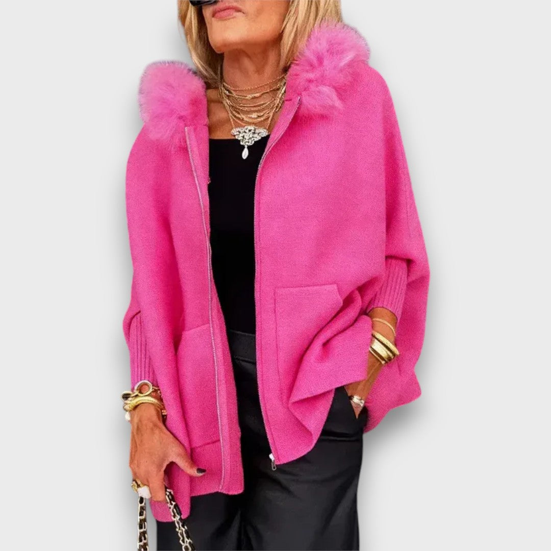 Adalle – Casual Fur-Trim Hooded Coat