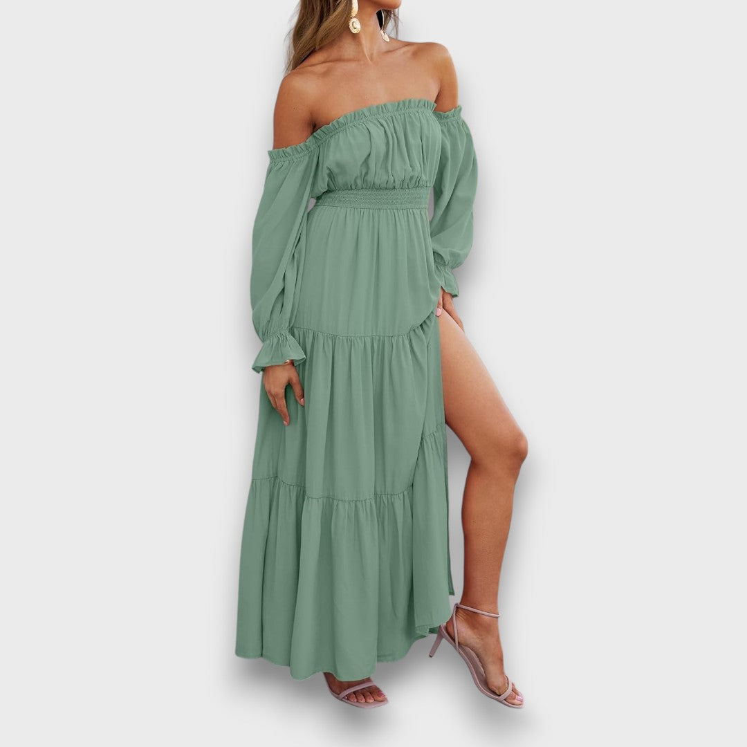 Arvenna – Off Shoulder Tiered Maxi Dress