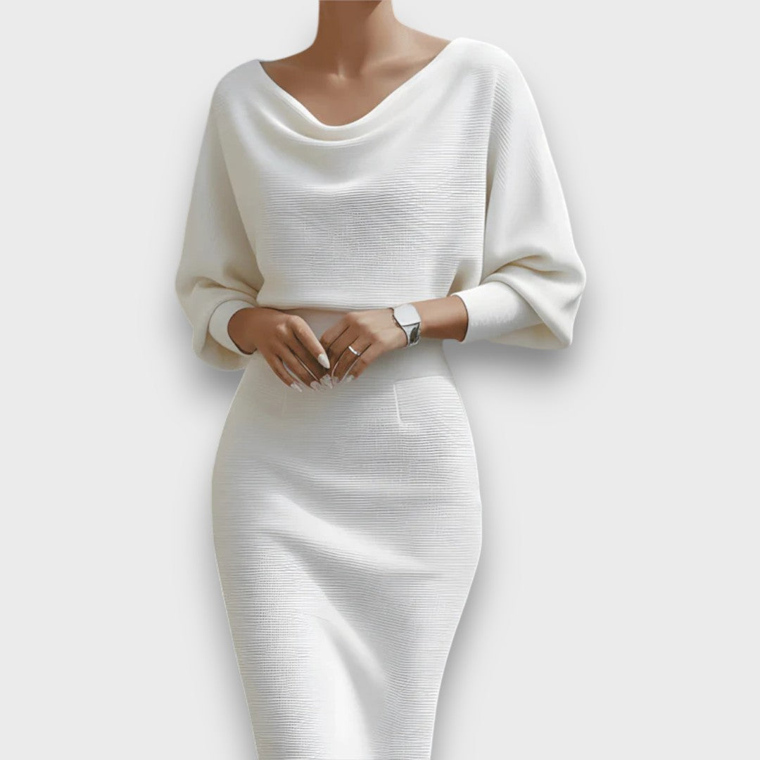 Lunaria – Draped Batwing Midi Dress