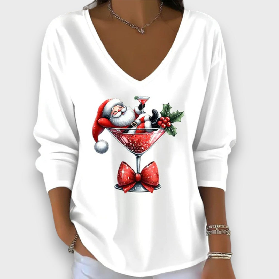 Sarella – Santa Cocktail V-Neck Top