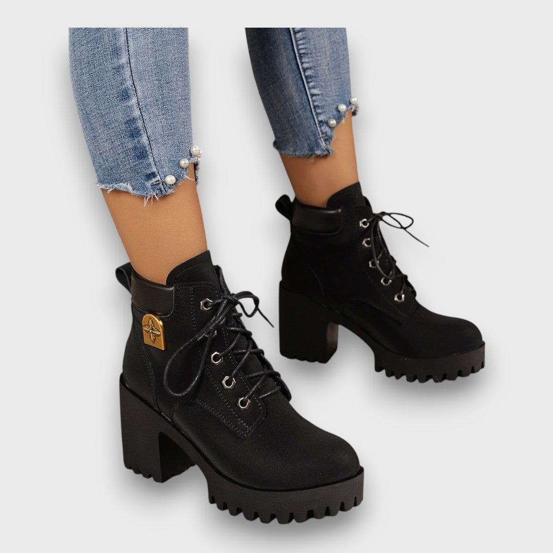 Amelle – Chunky Heel Winter Lace-Up Boots