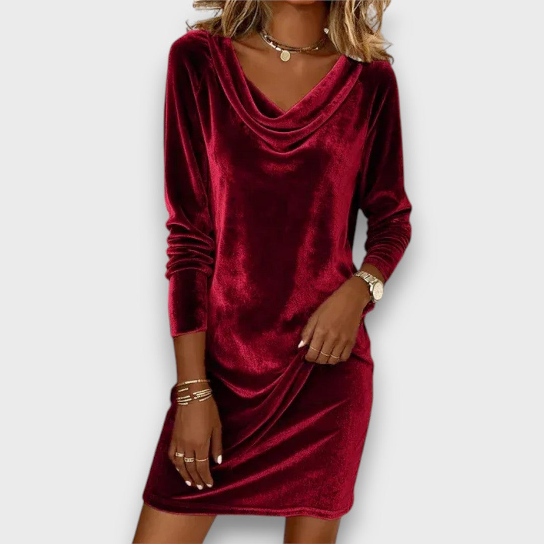 Elowen – Velvet Cowl-Neck Mini Dress