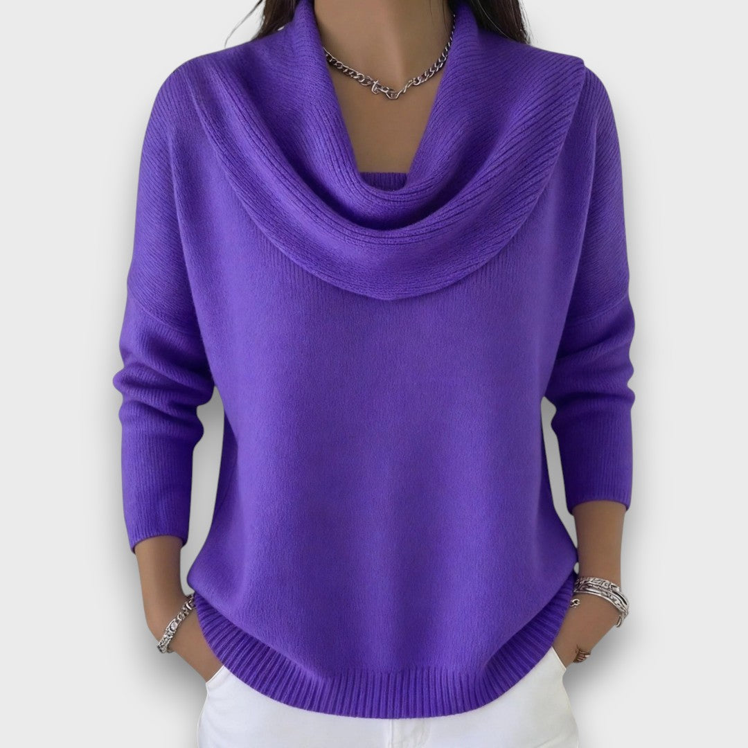 Meliora – Soft Drape-Collar Knit Sweater