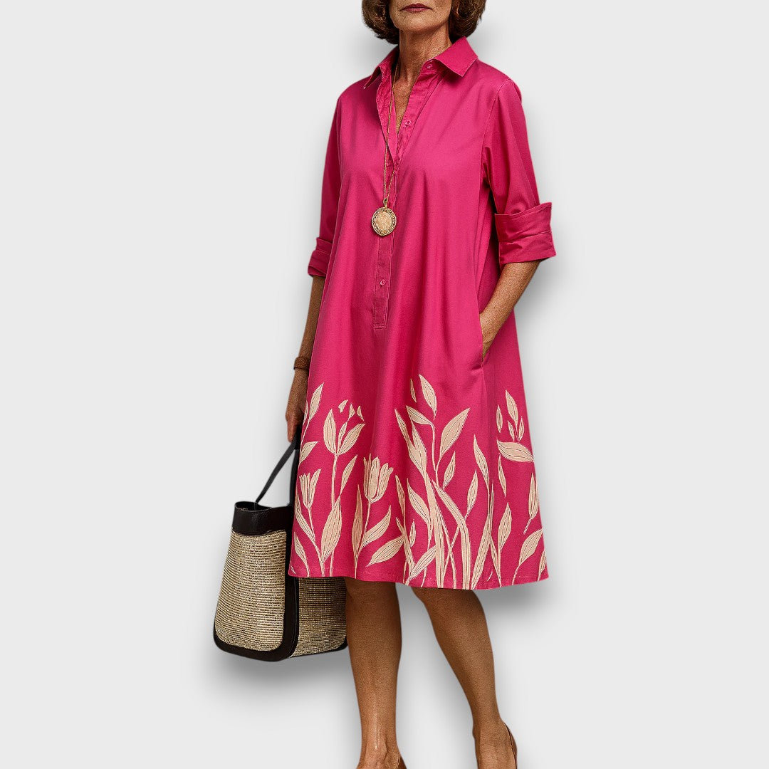 Fenlina – Shirt Dress with Floral Accent