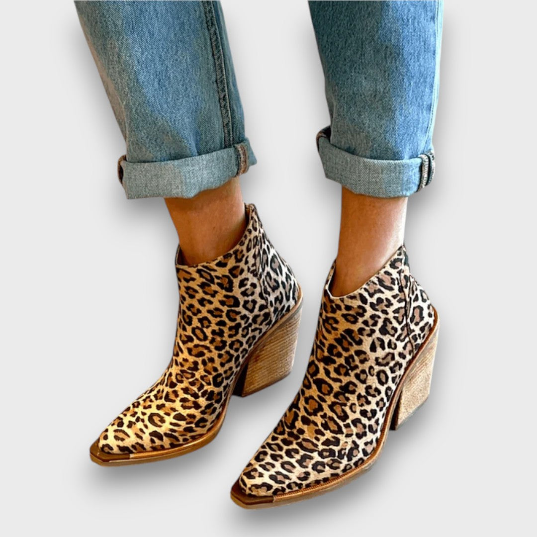 Mirella – Mid-Heel Ankle Boot with Print