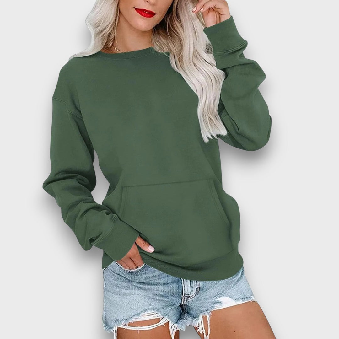 Miselle – Oversized Crewneck Pocket Sweatshirt
