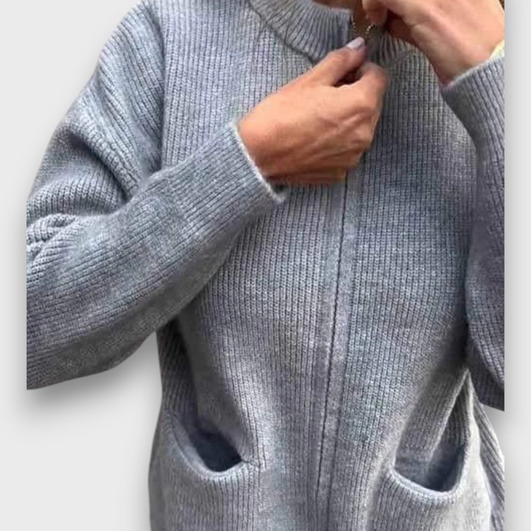 Serane – Casual Zip-Front Knitted Cardigan