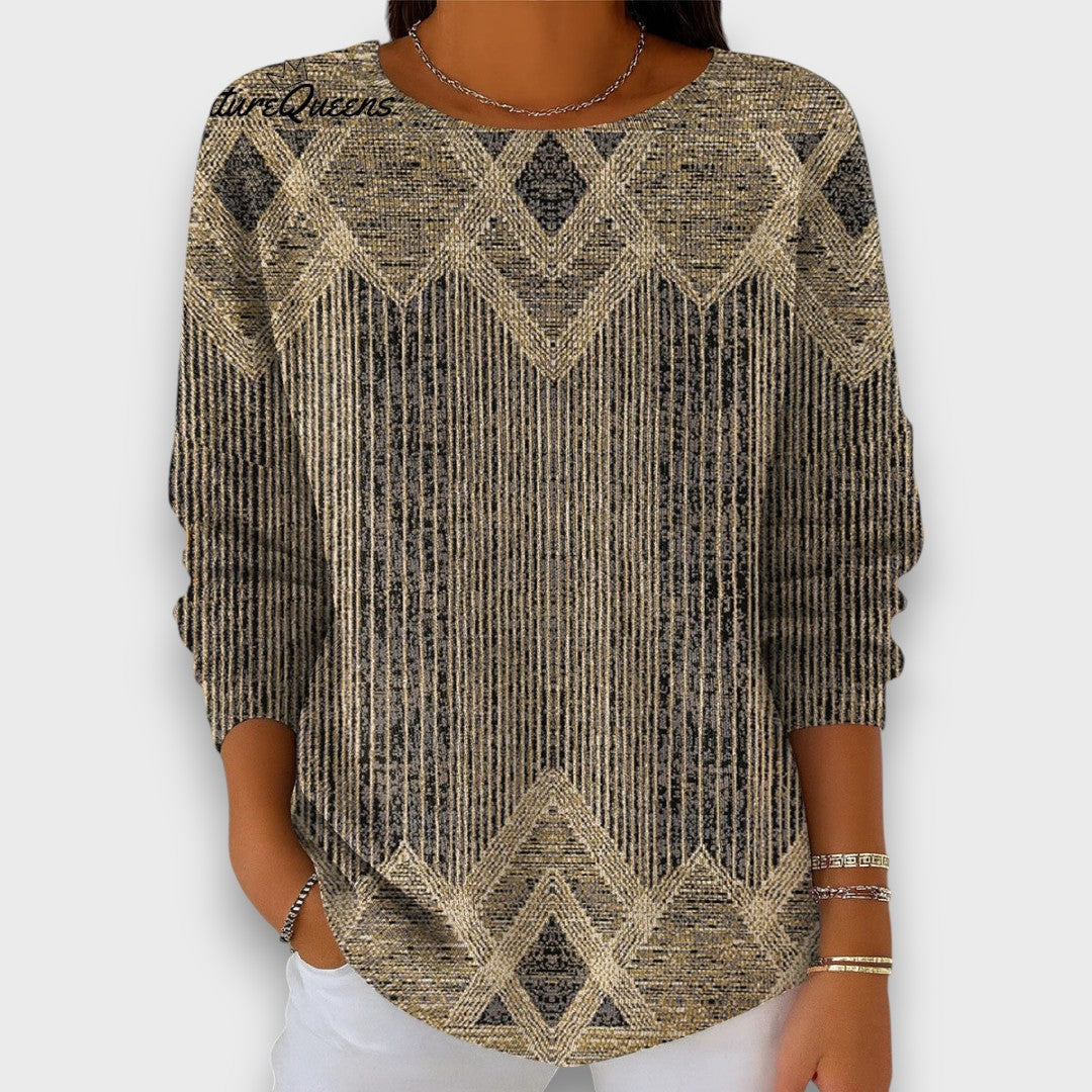 Mirelda – Vintage Geometric Art Knit Pullover