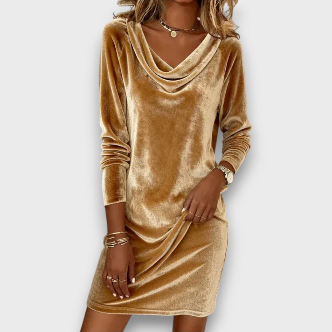 Elowen – Velvet Cowl-Neck Mini Dress