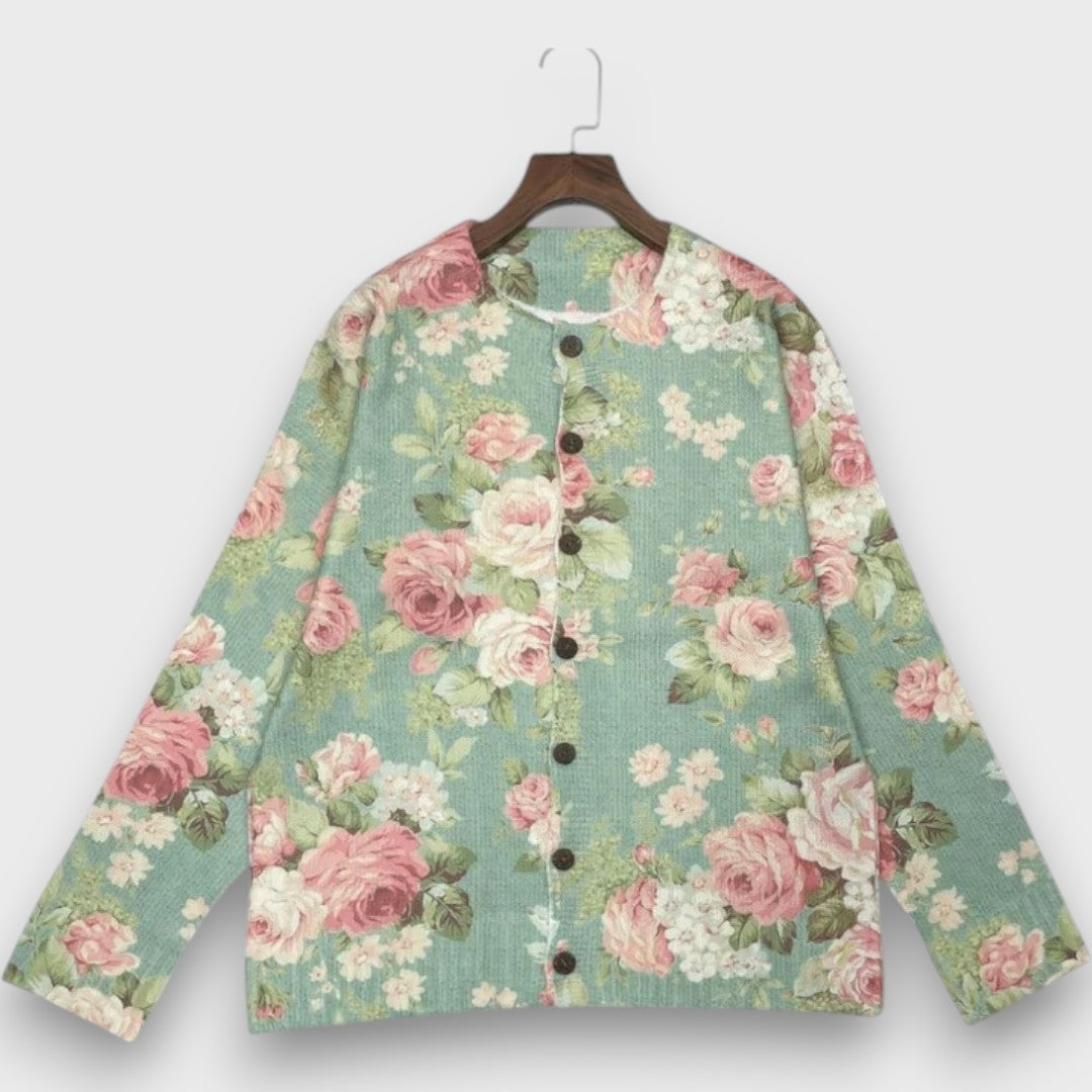 Florayne – Knitted Cardigan with Floral Pattern