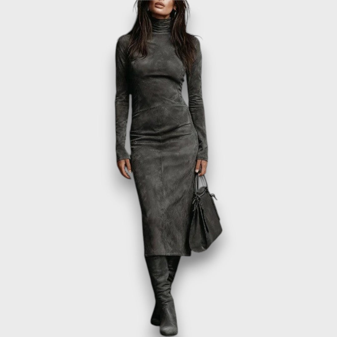 Sabira – Suede-Feel Turtleneck Midi Dress