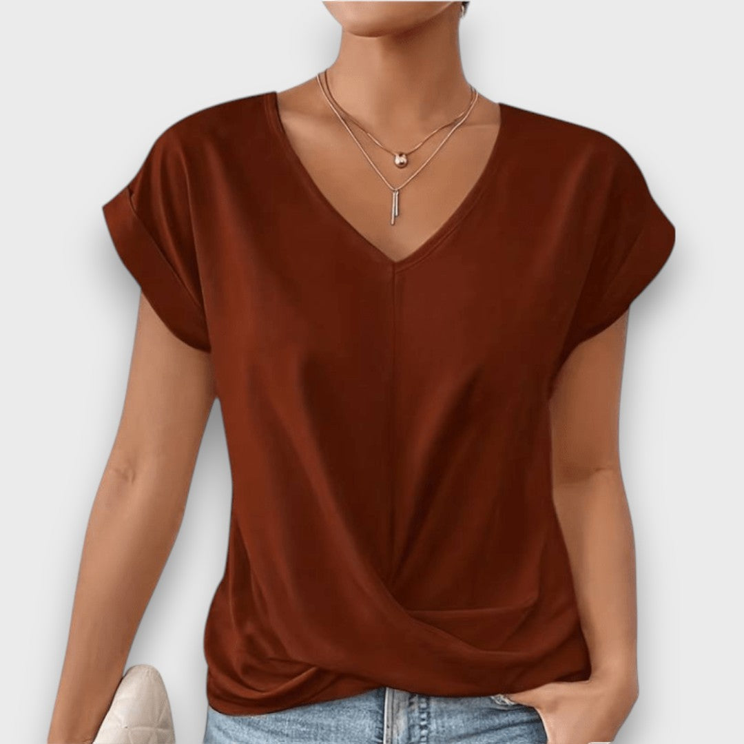 Serelis – Feminine V-Neck Top with Gentle Draping
