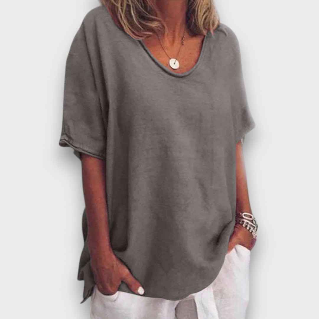 Marvia – Relaxed Oversized Shirt with Round Neckline