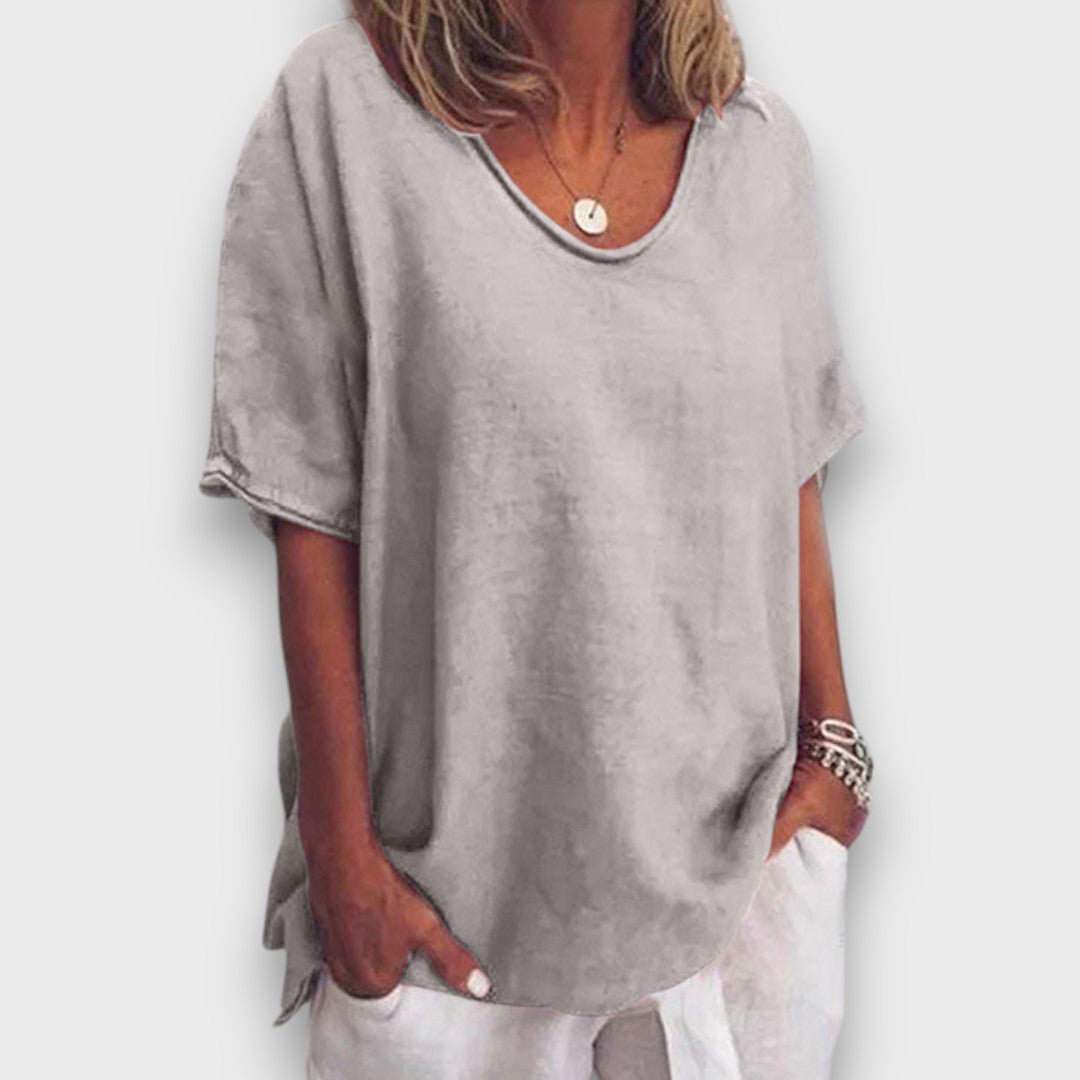 Marvia – Relaxed Oversized Shirt with Round Neckline