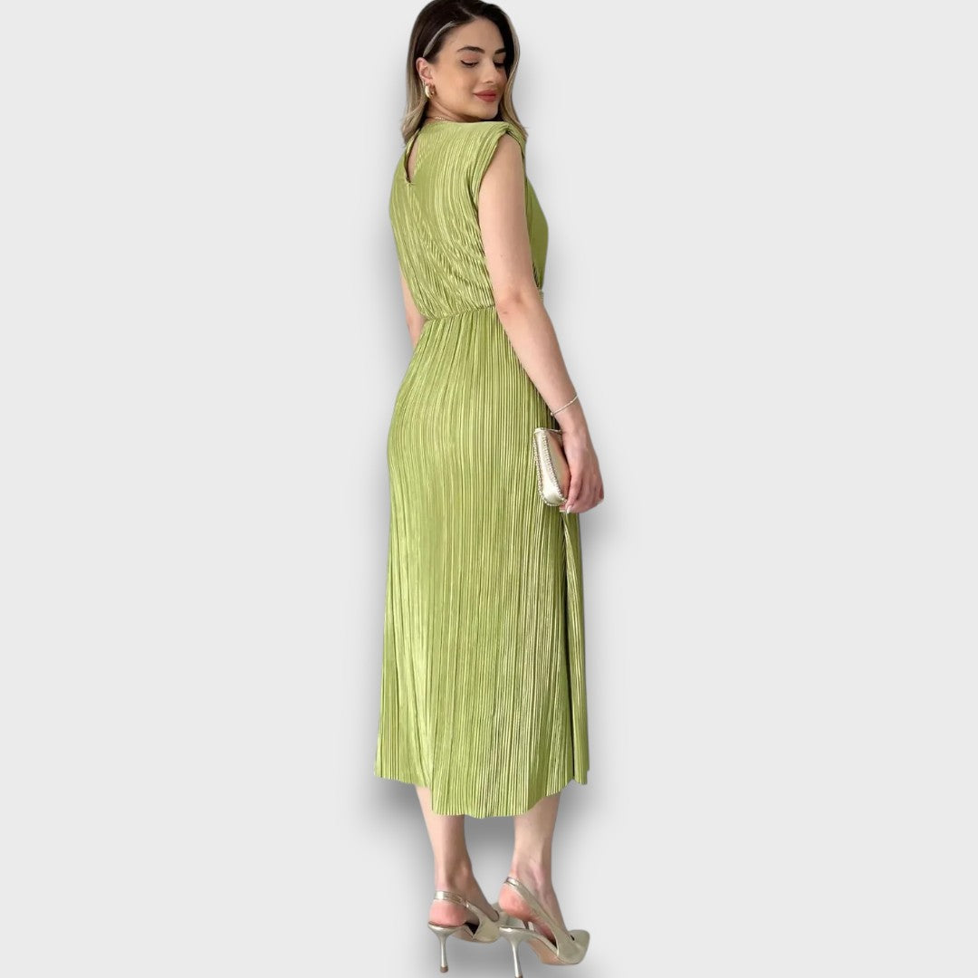 Nirelle – Pleated Midi Dress with Waist Detail