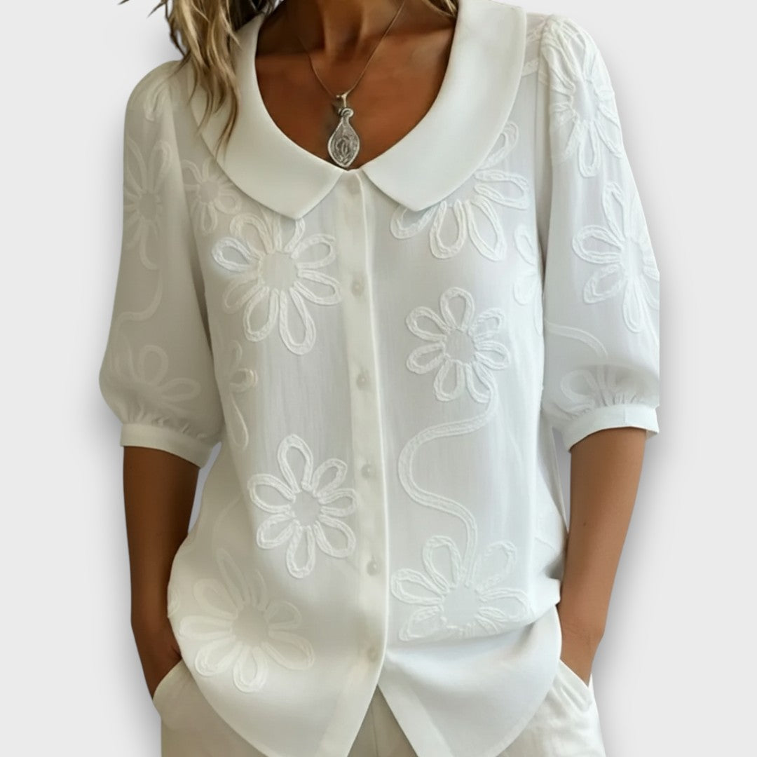 Lena – Embroidered Collar Blouse
