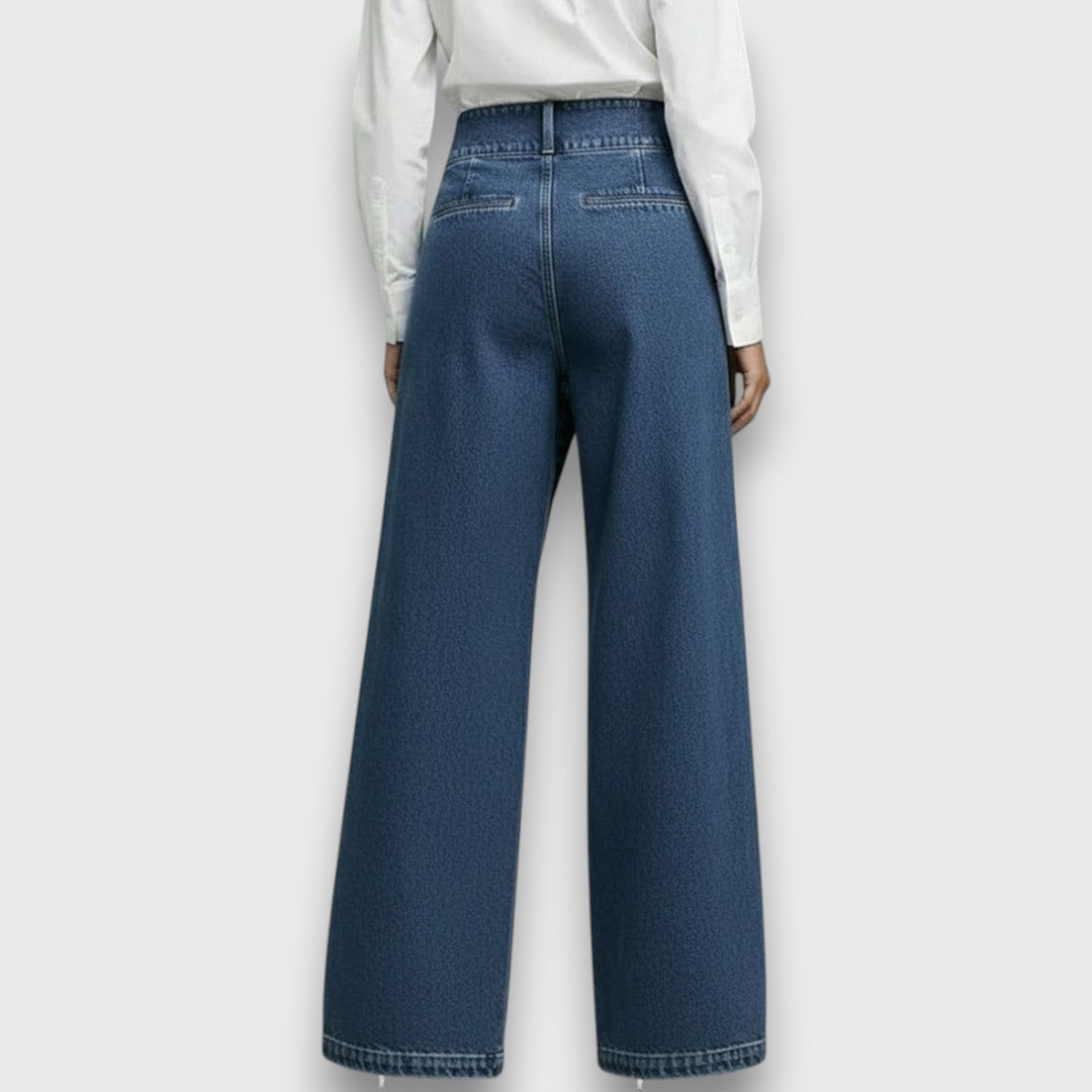 Pola – Sculpted Wrap-Front Denim Trousers