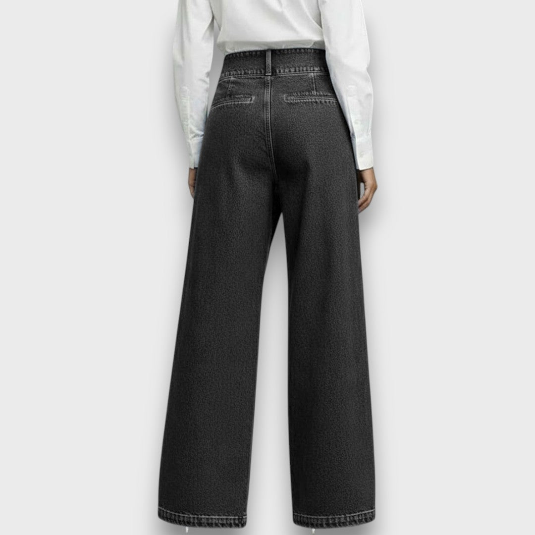 Pola – Sculpted Wrap-Front Denim Trousers