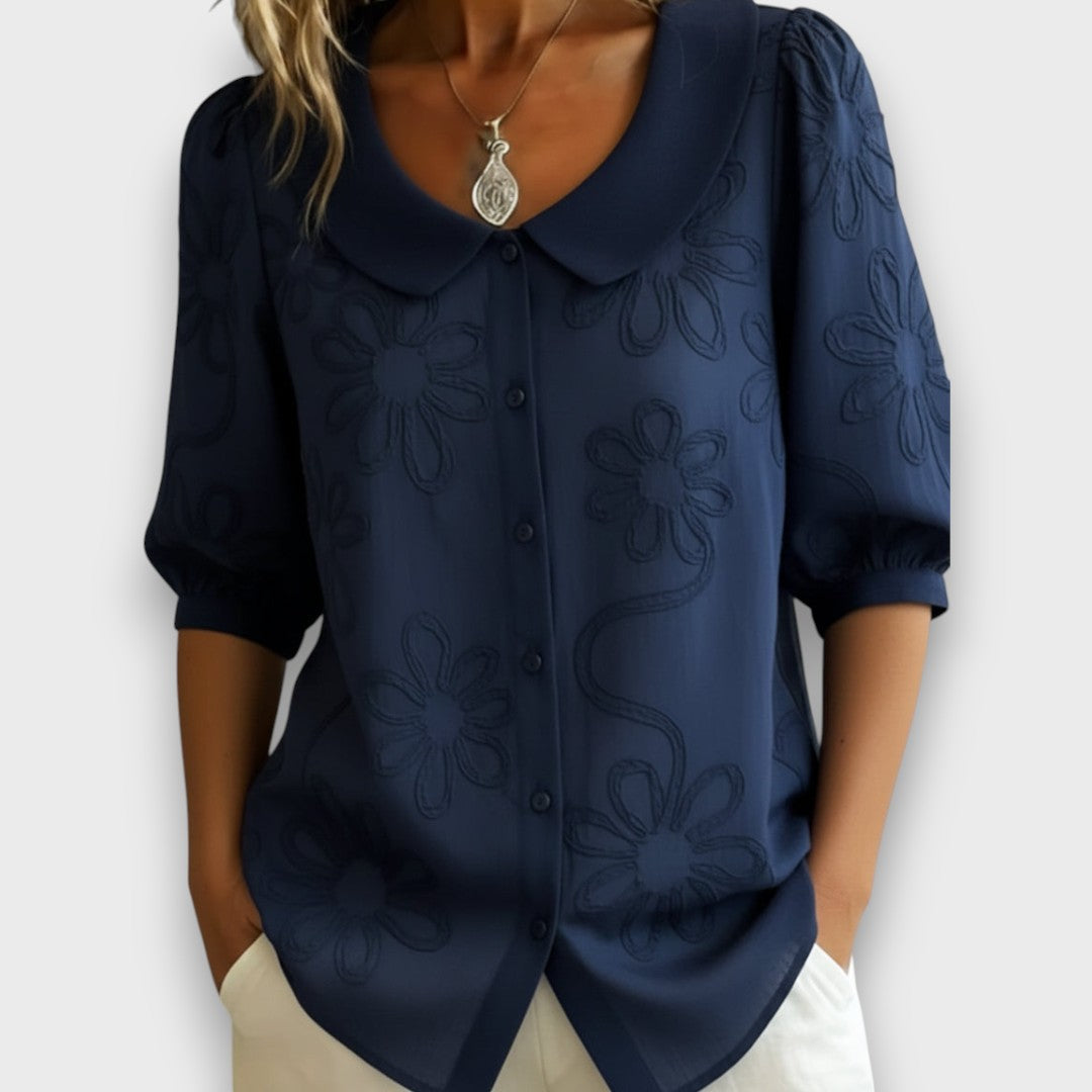 Lena – Embroidered Collar Blouse