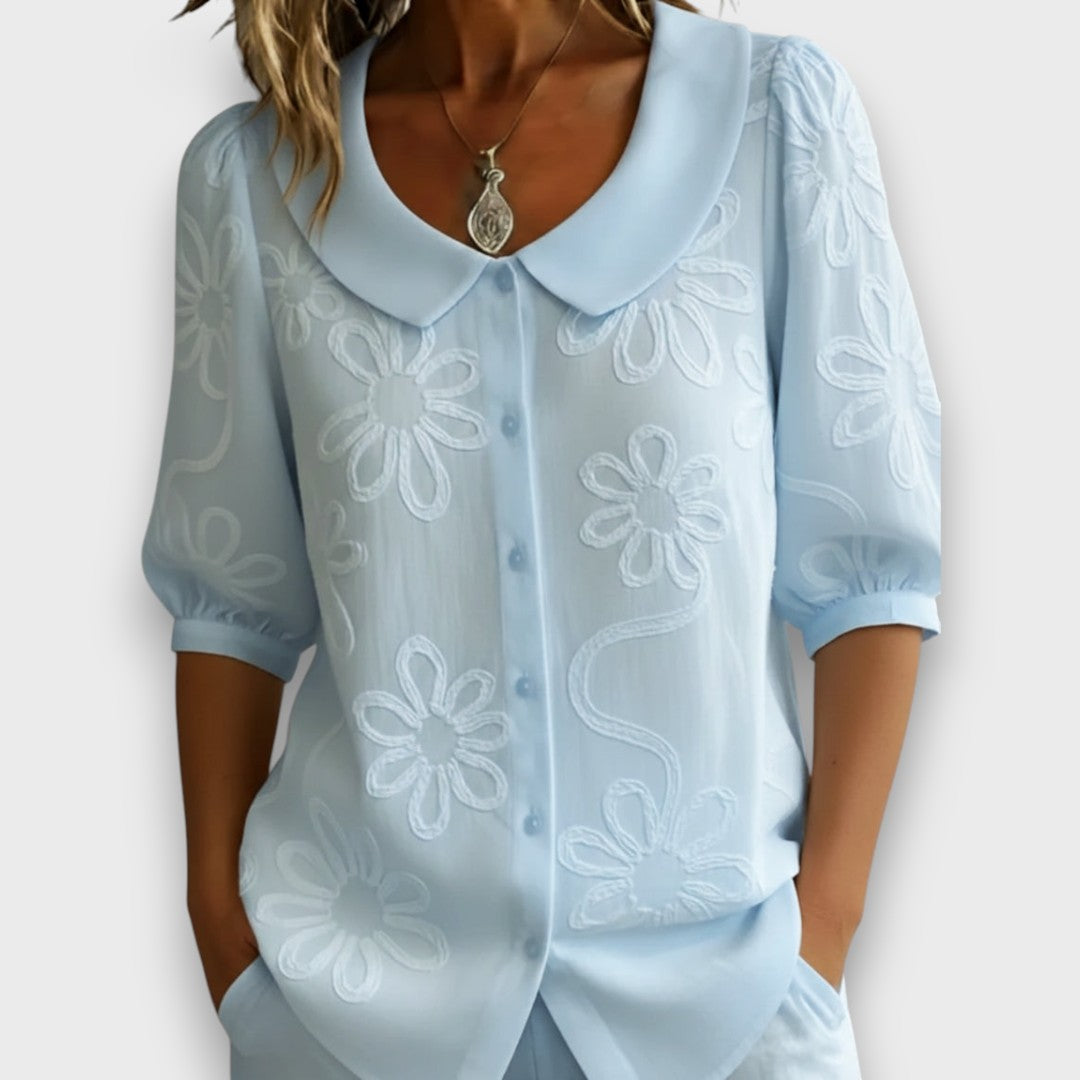 Lena – Embroidered Collar Blouse