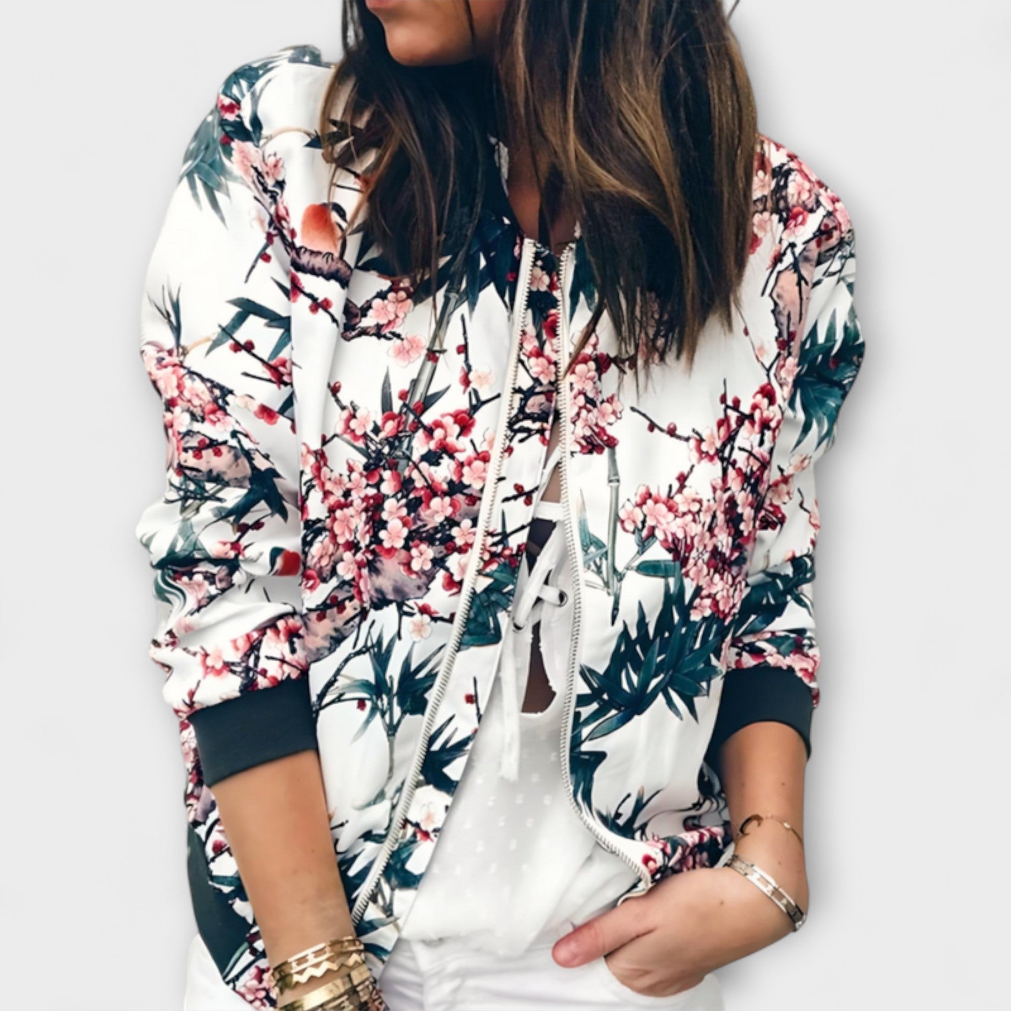 Kalira – Bomber Jacket with Floral Pattern