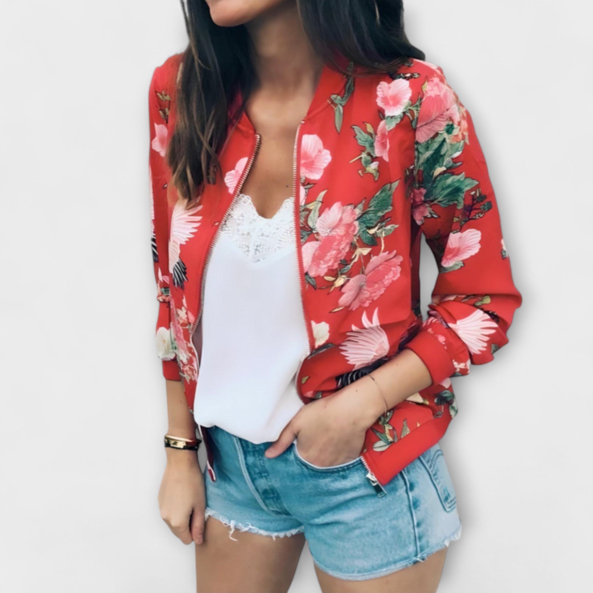 Kalira – Bomber Jacket with Floral Pattern