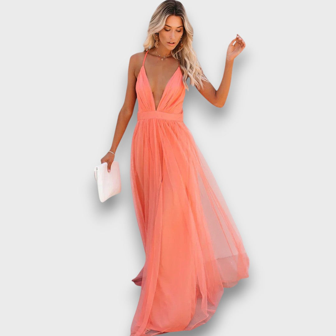 Lunara – Airy Maxi Dress Elegance in Peach