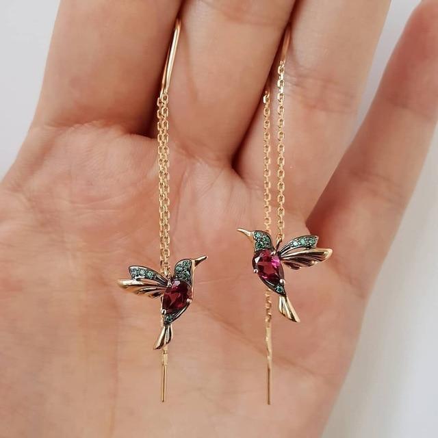 Aveline – Hummingbird Earrings with Enamel