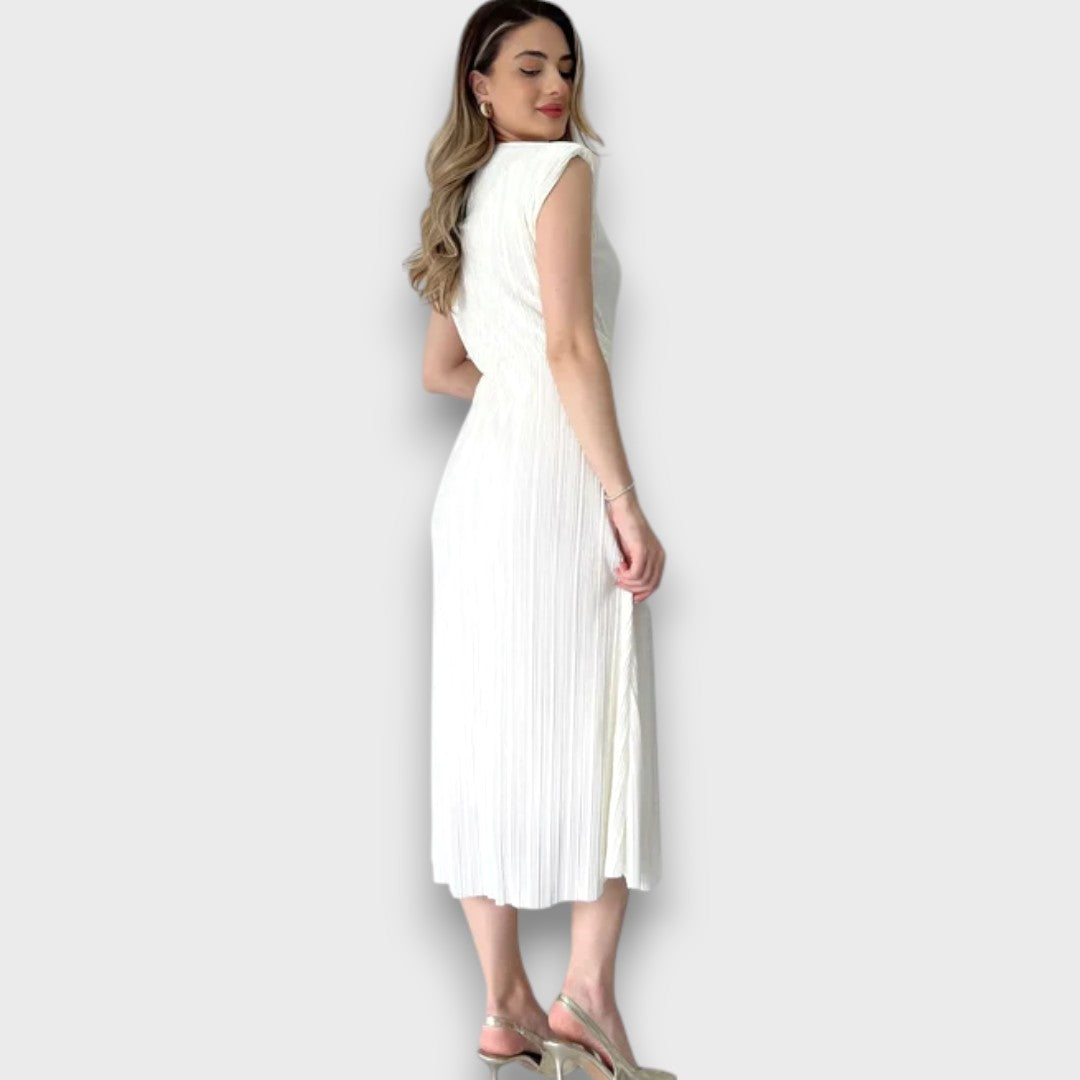 Nirelle – Pleated Midi Dress with Waist Detail